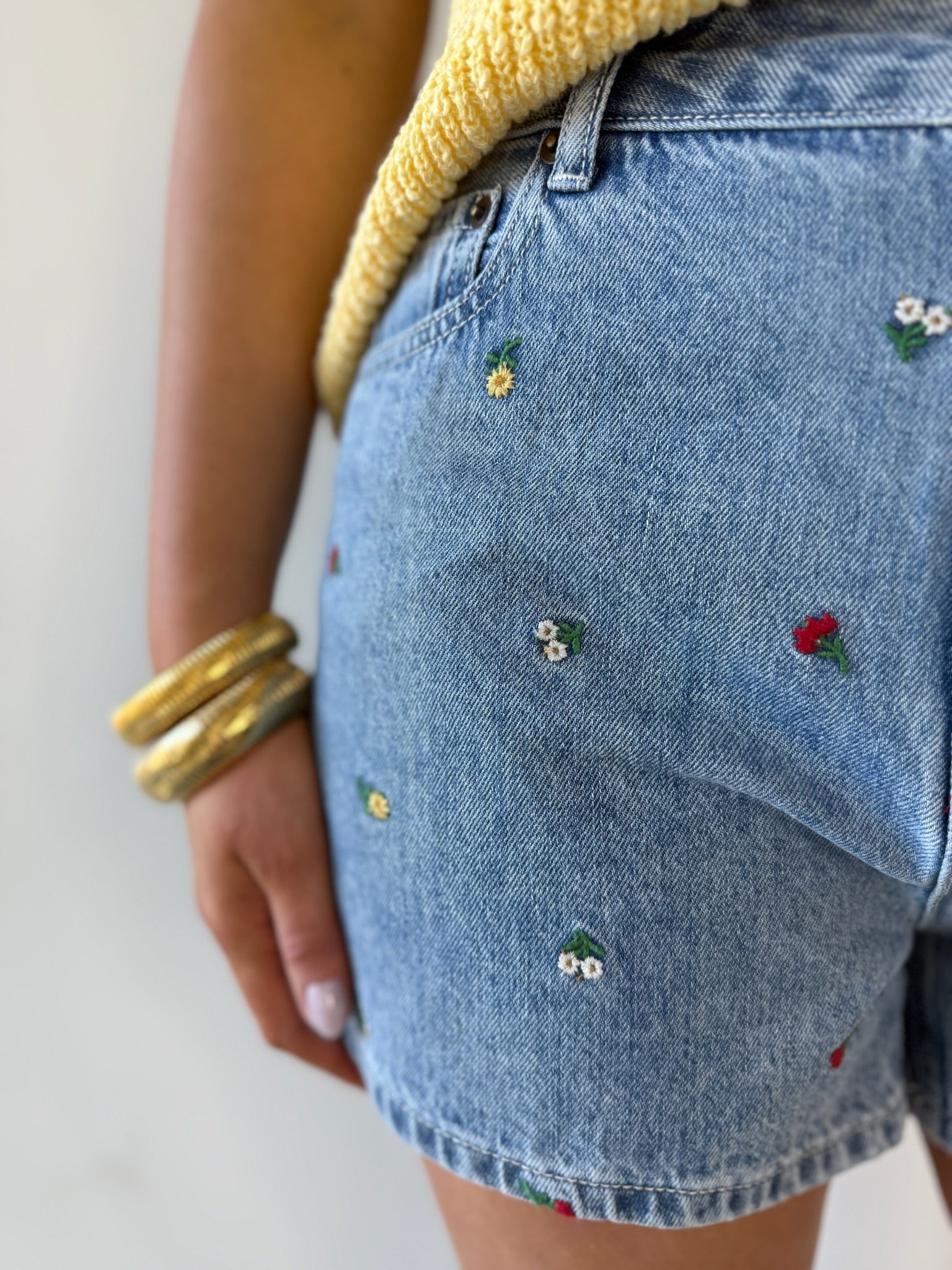Embroidery Denim Shorts