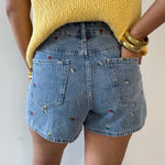 Embroidery Denim Shorts