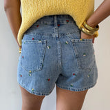 Embroidery Denim Shorts