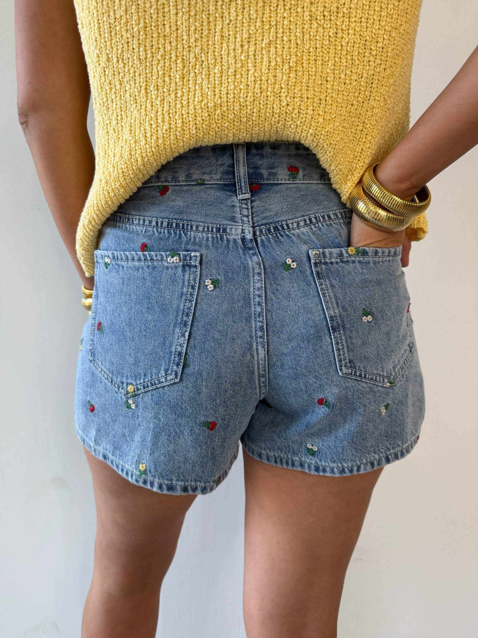 Embroidery Denim Shorts
