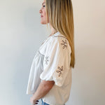 Embroidery Detail Tassle Top