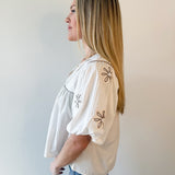 Embroidery Detail Tassle Top