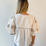 Embroidery Detail Tassle Top