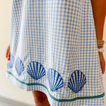 Embroidery Shell Gingham Shift Dress