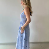 Embroidery Smock Dress - Soft Blue