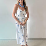 Embroidery Smock Dress - White