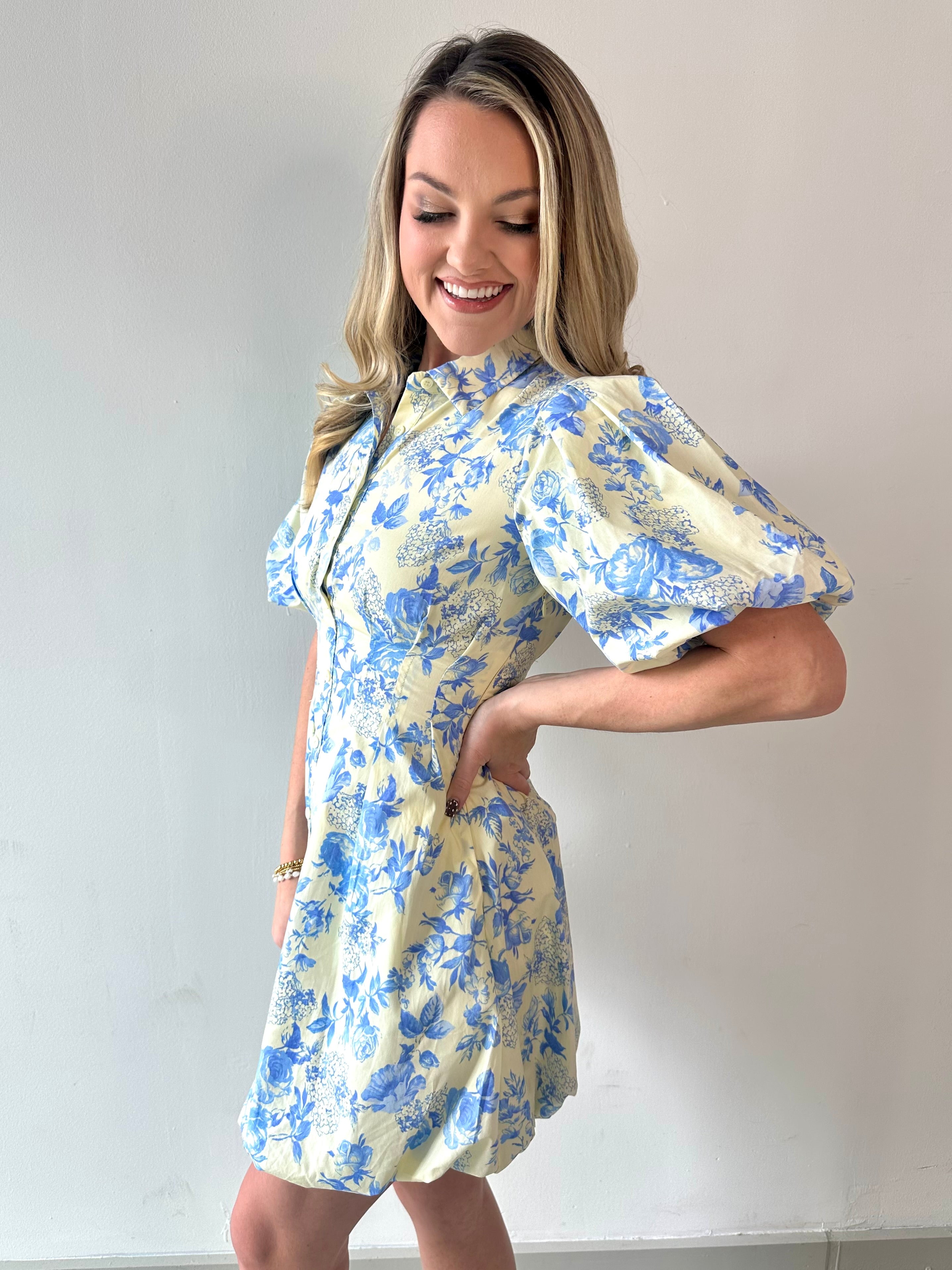 Emily Floral Puff Dress