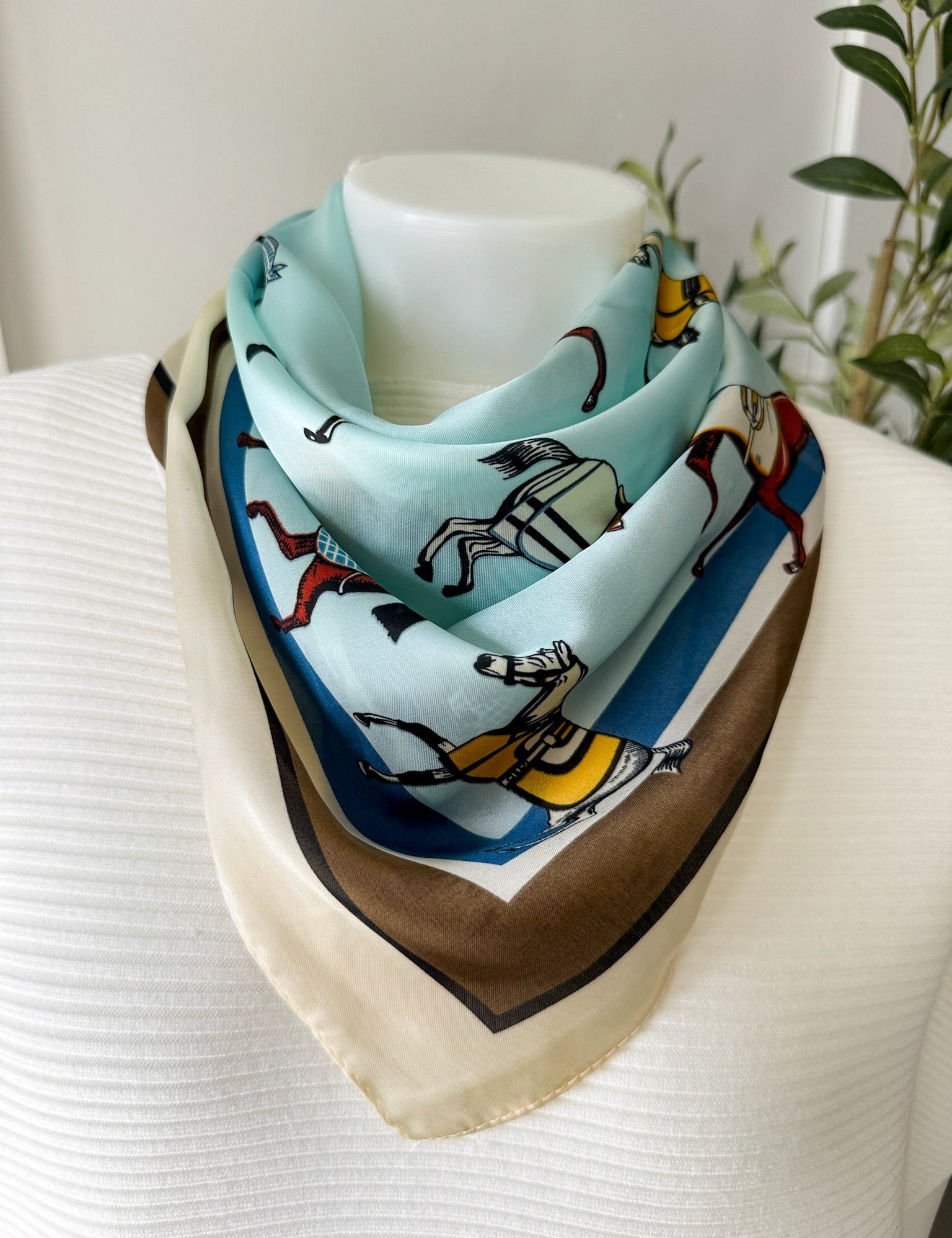 Equestrian Horse Scarf - Light Blue