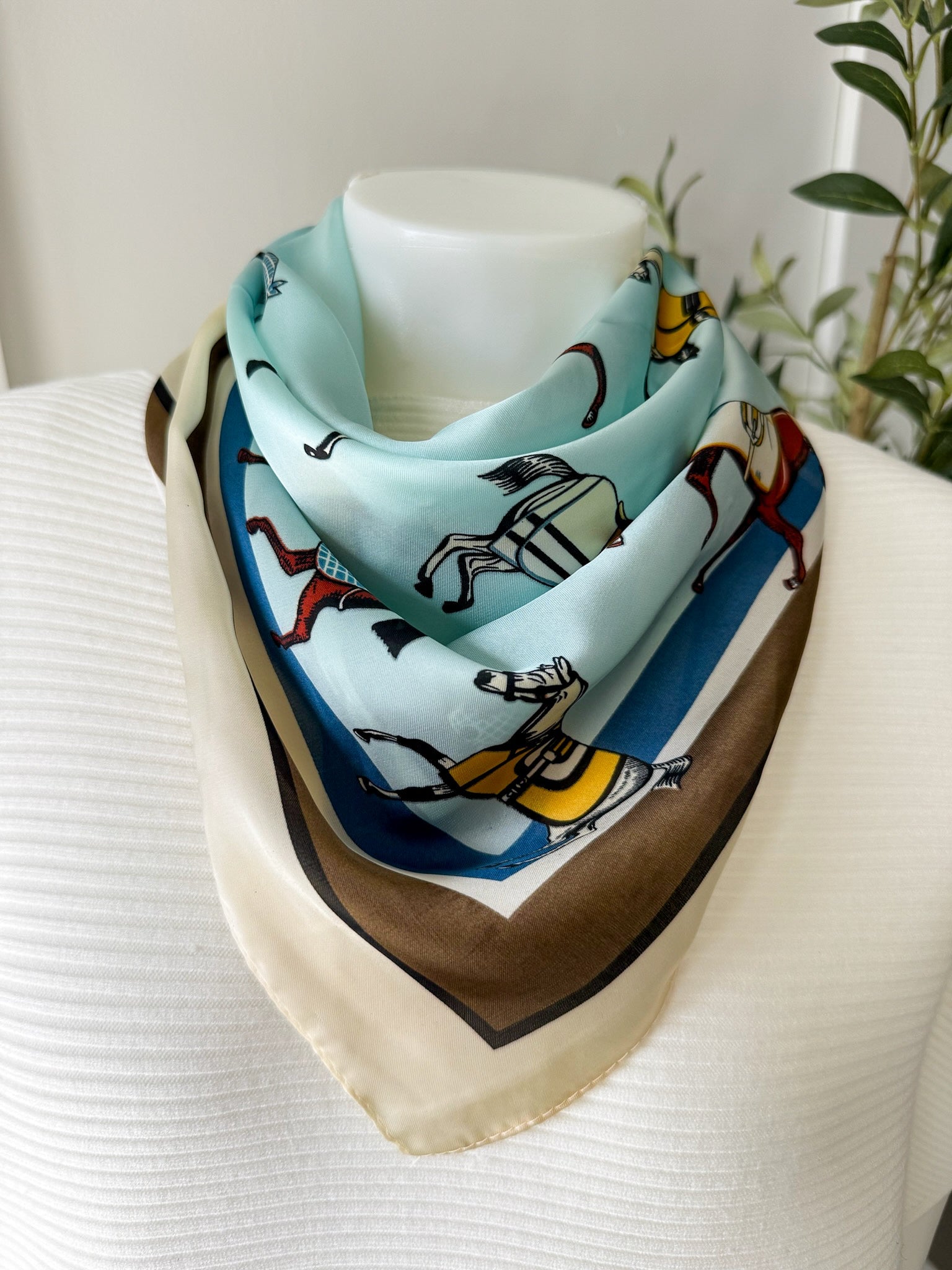 Equestrian Horse Scarf - Light Blue