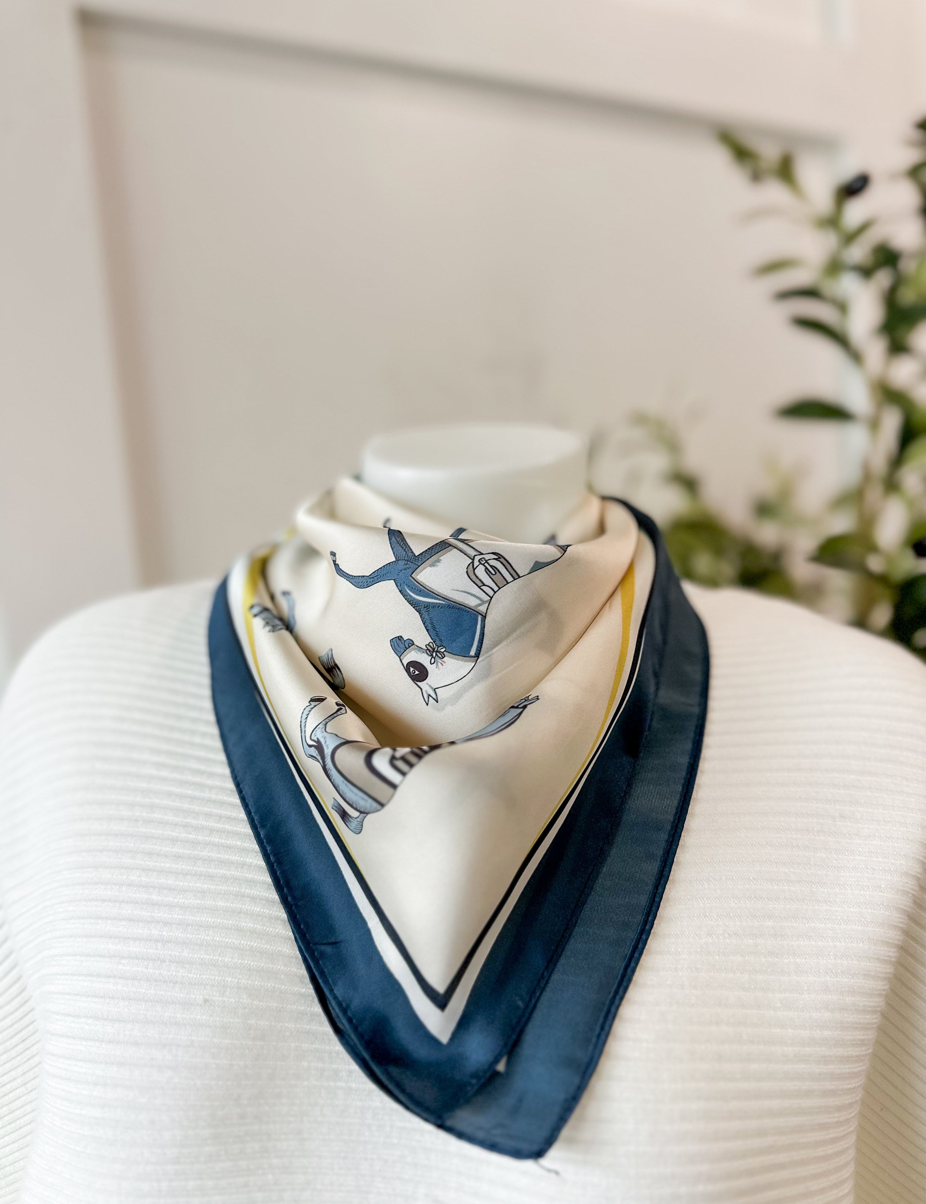 Equestrian Horse Scarf - Navy