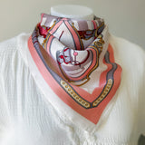 Equestrian Scarf - Ivory & Pink
