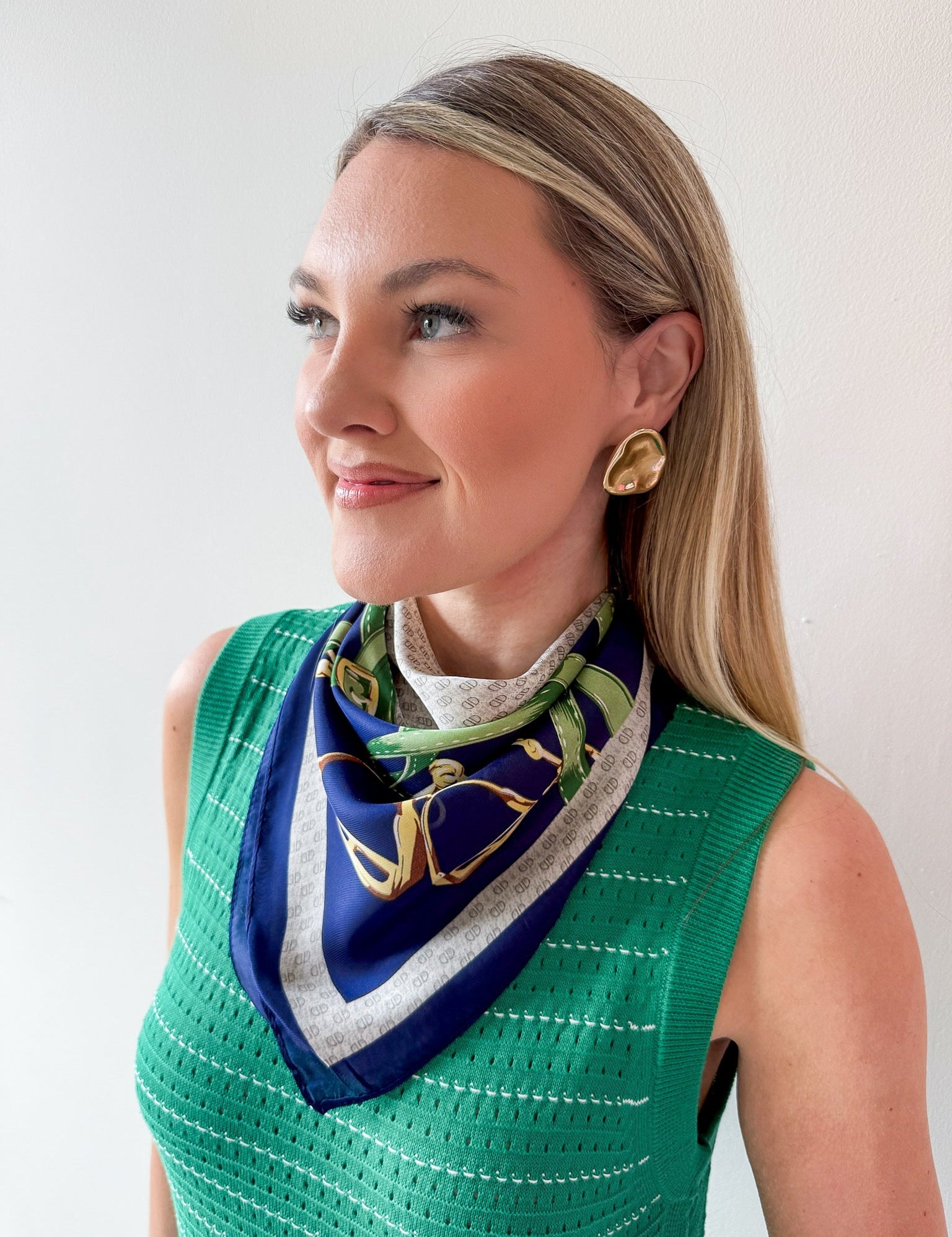 Equestrian Scarf - Navy & Green