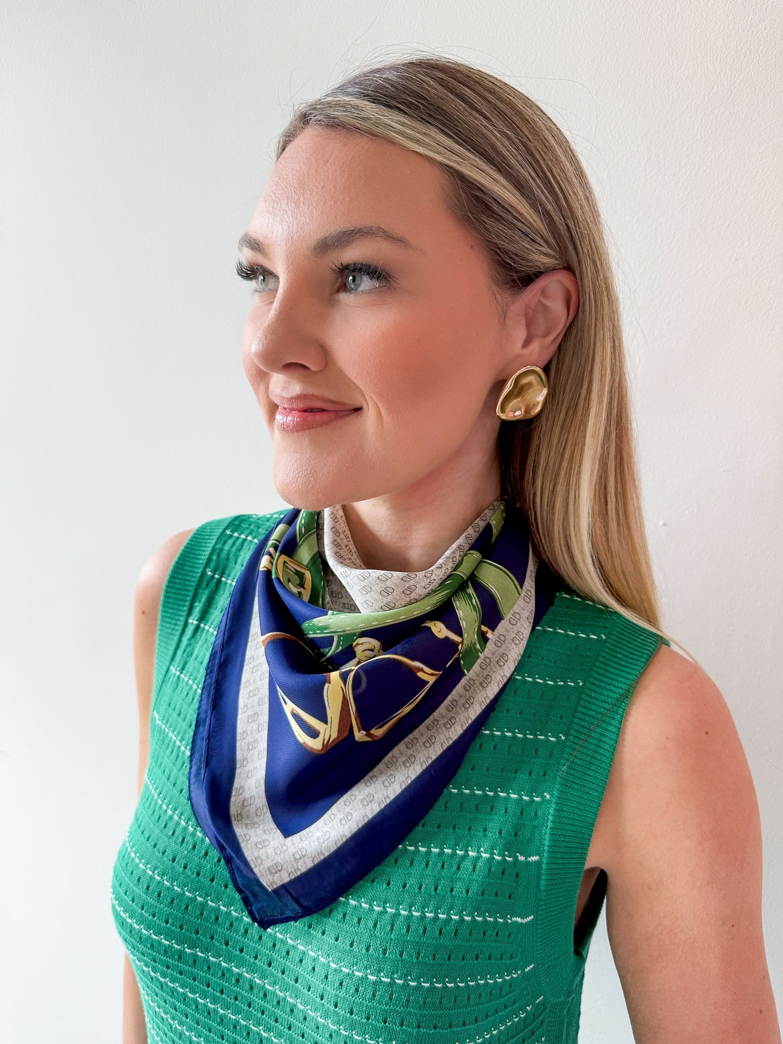 Equestrian Scarf - Navy & Green