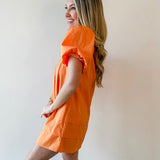 Evelyn Apricot Flutter Sleeve Dress