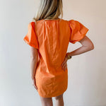 Evelyn Apricot Flutter Sleeve Dress