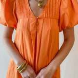 Evelyn Apricot Flutter Sleeve Dress