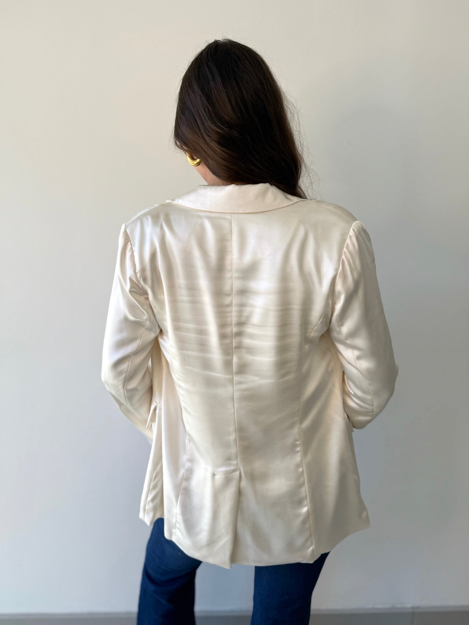 Evelyn Satin Blazer - Cream