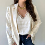 Evelyn Satin Blazer - Cream