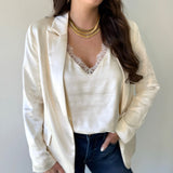 Evelyn Satin Blazer - Cream