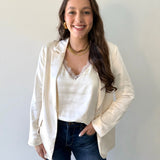 Evelyn Satin Blazer - Cream