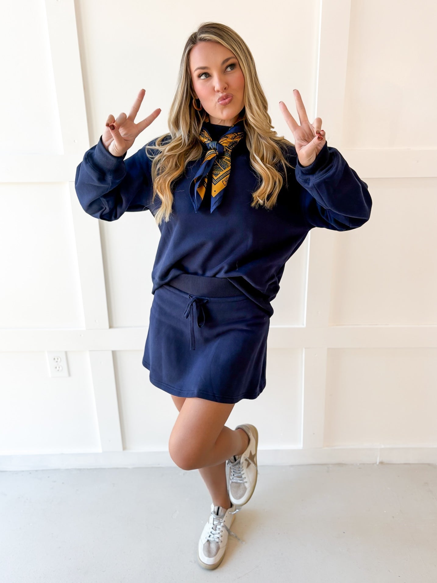 Everfleece Rib Top & Skort Set- Navy