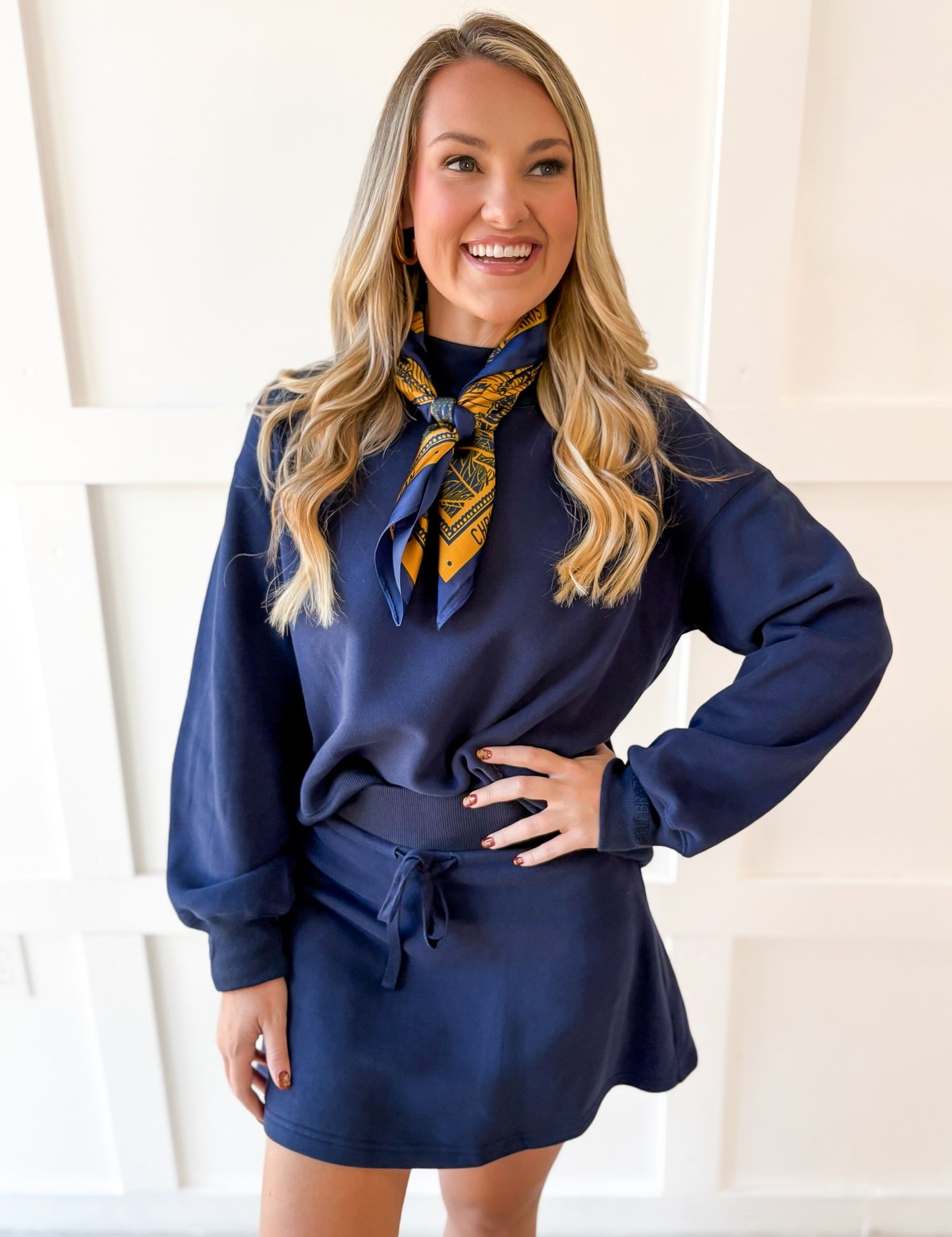 Everfleece Rib Top & Skort Set- Navy
