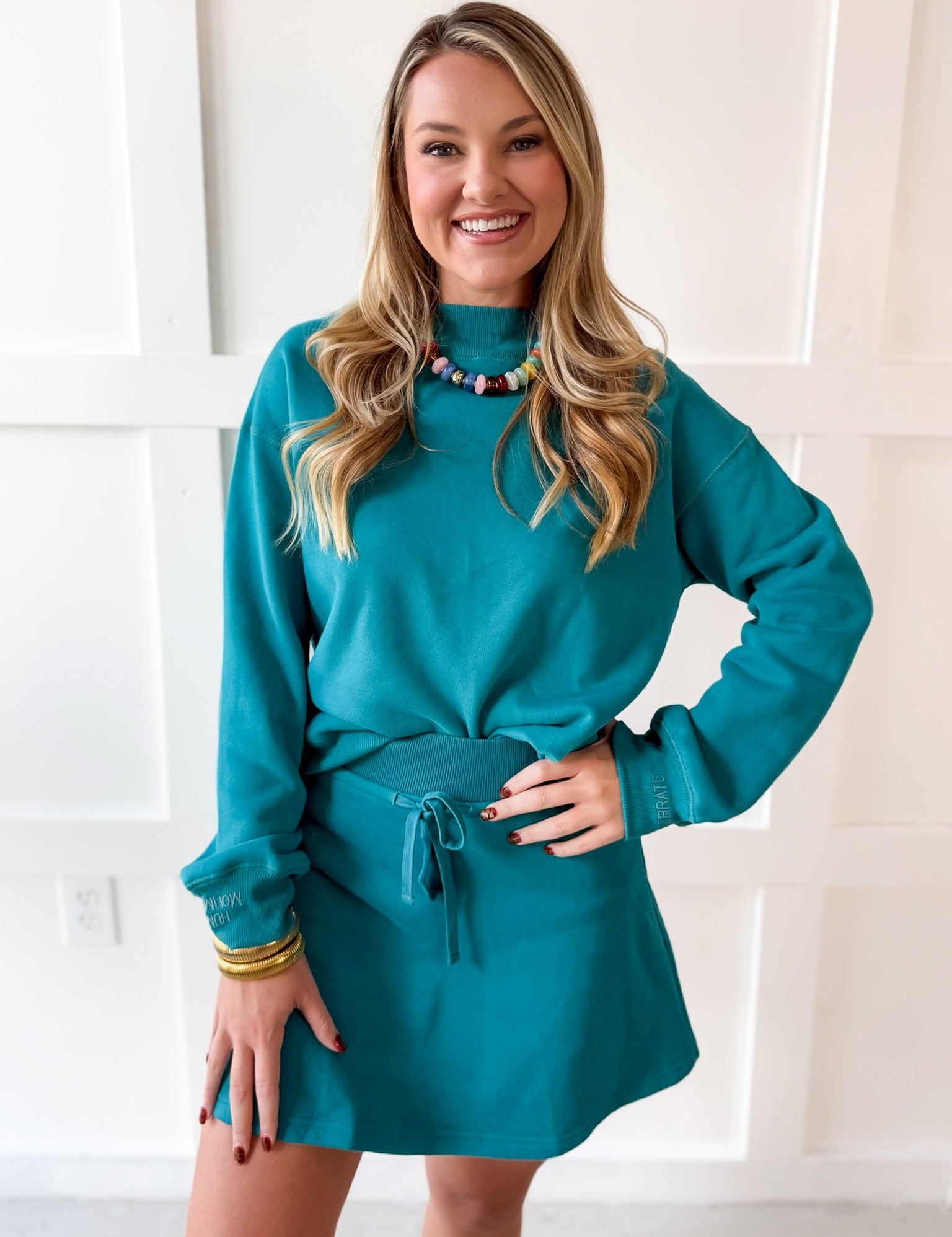 Everfleece Rib Top & Skort Set- Turquoise