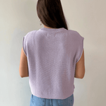 Exposed Seam Knit Sweater Vest Top - Lavender