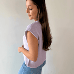Exposed Seam Knit Sweater Vest Top - Lavender