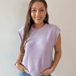 Exposed Seam Knit Sweater Vest Top - Lavender