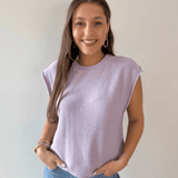 Exposed Seam Knit Sweater Vest Top - Lavender