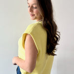 Exposed Seam Knit Sweater Vest Top - Lemon
