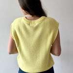 Exposed Seam Knit Sweater Vest Top - Lemon