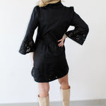 Eyelet Mini Dress - Black