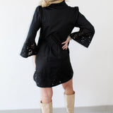Eyelet Mini Dress - Black