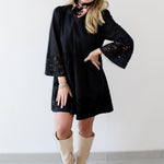 Eyelet Mini Dress - Black