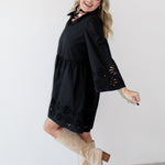 Eyelet Mini Dress - Black