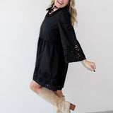 Eyelet Mini Dress - Black