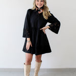 Eyelet Mini Dress - Black