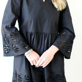 Eyelet Mini Dress - Black