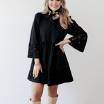 Eyelet Mini Dress - Black