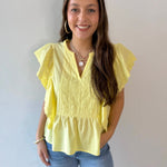 Eyelet Ruffled Cotton Poplin Top