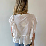 Eyelet Ruffled Cotton Poplin Top