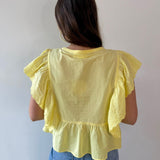 Eyelet Ruffled Cotton Poplin Top