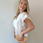 Eyelet Ruffled Cotton Poplin Top