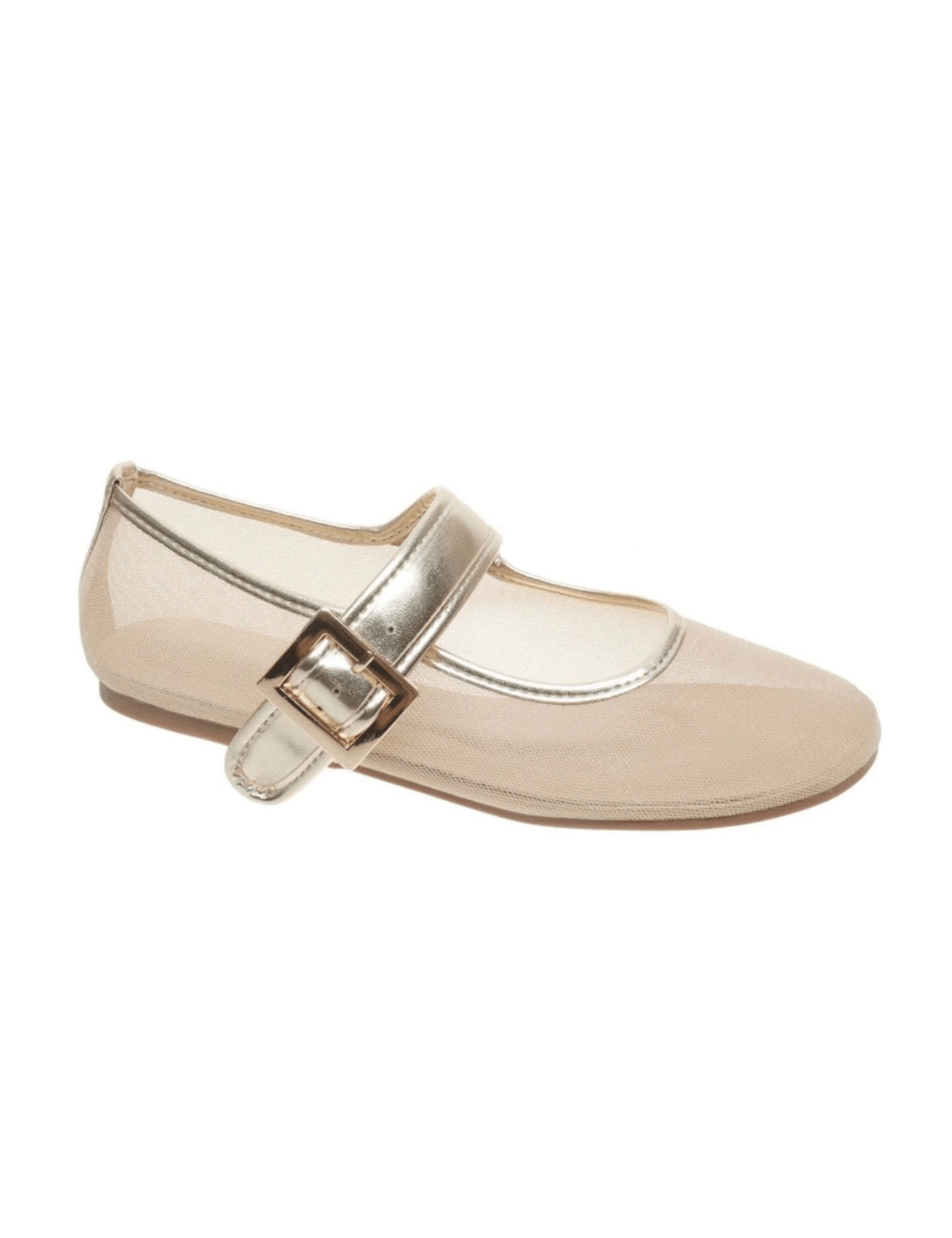 Faye Buckle Flats - Gold