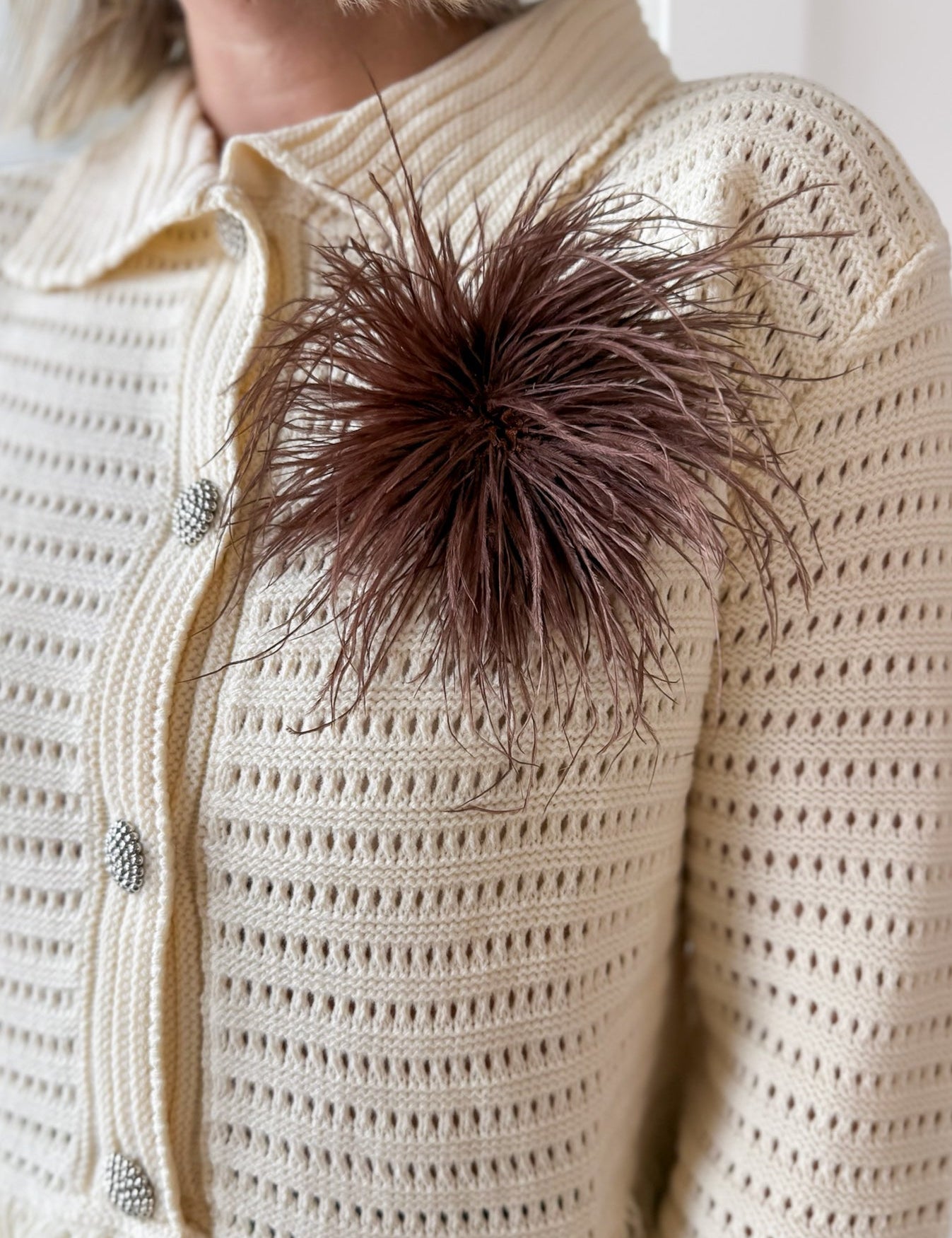 Feather Brooch- Brown