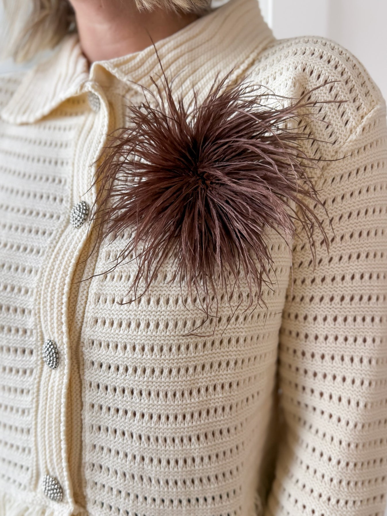 Feather Brooch- Brown