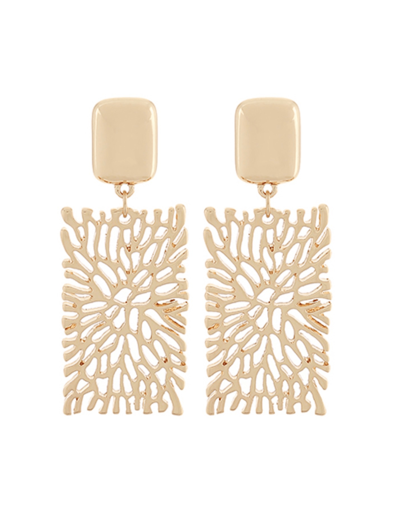 Filigree Rectangle Drop Earrings