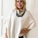 Fine Gauge Cable Knit Poncho Sweater